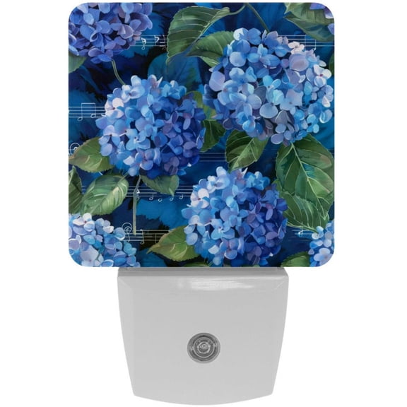 PhooArto Music Hydrangeas Pattern Plug in LED Night Light Auto Sensor Dusk to Dawn Decorative Night for Bedroom, Bathroom, Kitchen, Hallway, Stairs, Baby's Room, Energy Saving