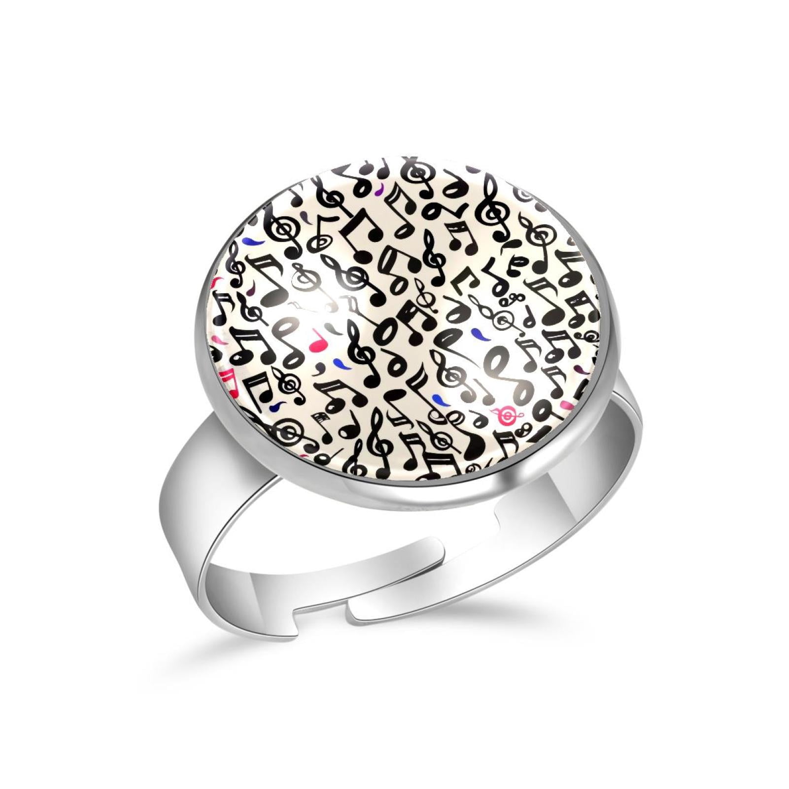 Musical Note Ring Pattern PhooArto Musical Notes Pattern Stainless Steel Rings for Women, Open ...
