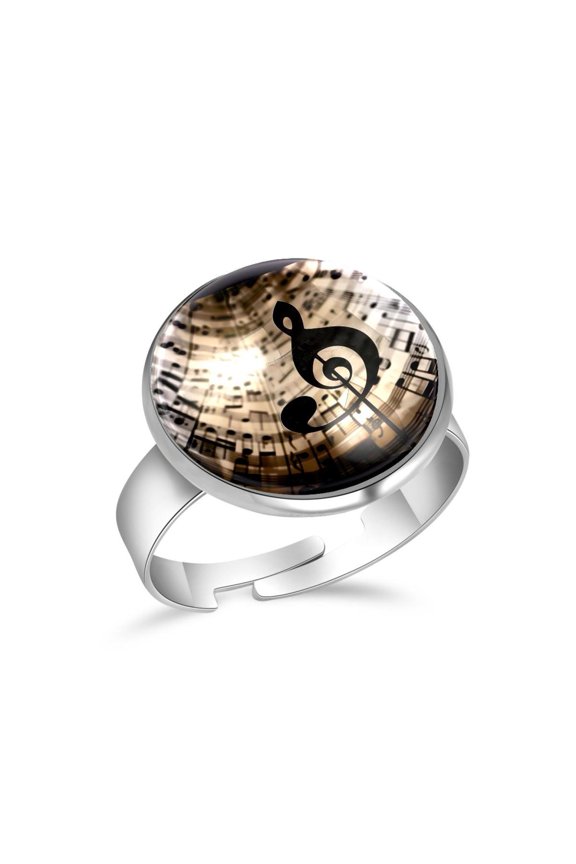 Musical with Melody Swirl Stainless Steel Rings for Women, Open Adjustable Ring Promise Ring Jewelry Gifts