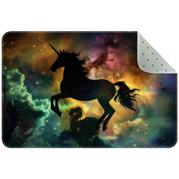PhooArto Nebula Cloud Unicorn Indoor Door Mat, Non-Slip Absorbent Doormat Inside Floor Mats Area Rug for Entryway, Machine Washable Entrance Rug Outdoor 35x24in