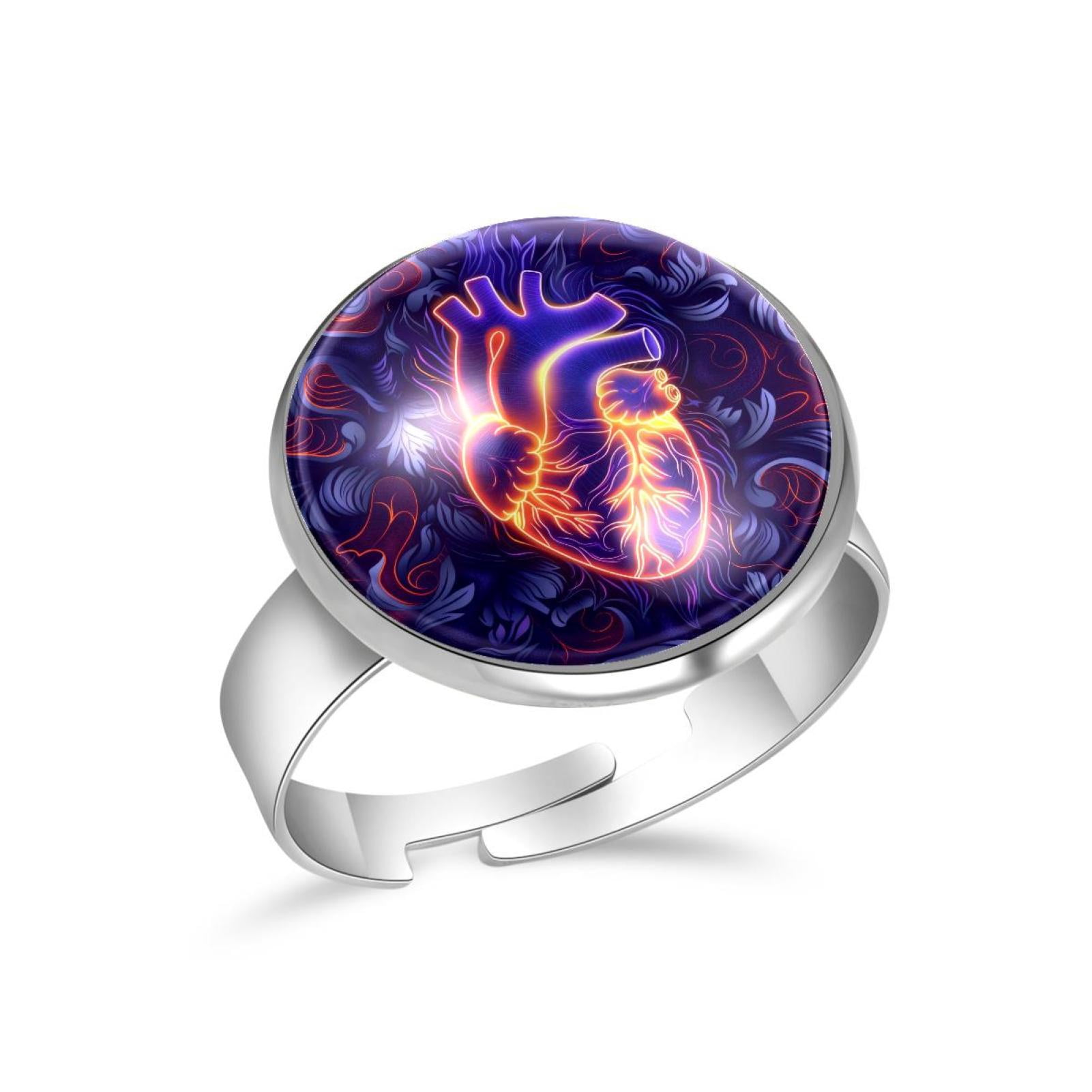 PhooArto Neon Human Heart Stainless Steel Rings for Women, Open ...