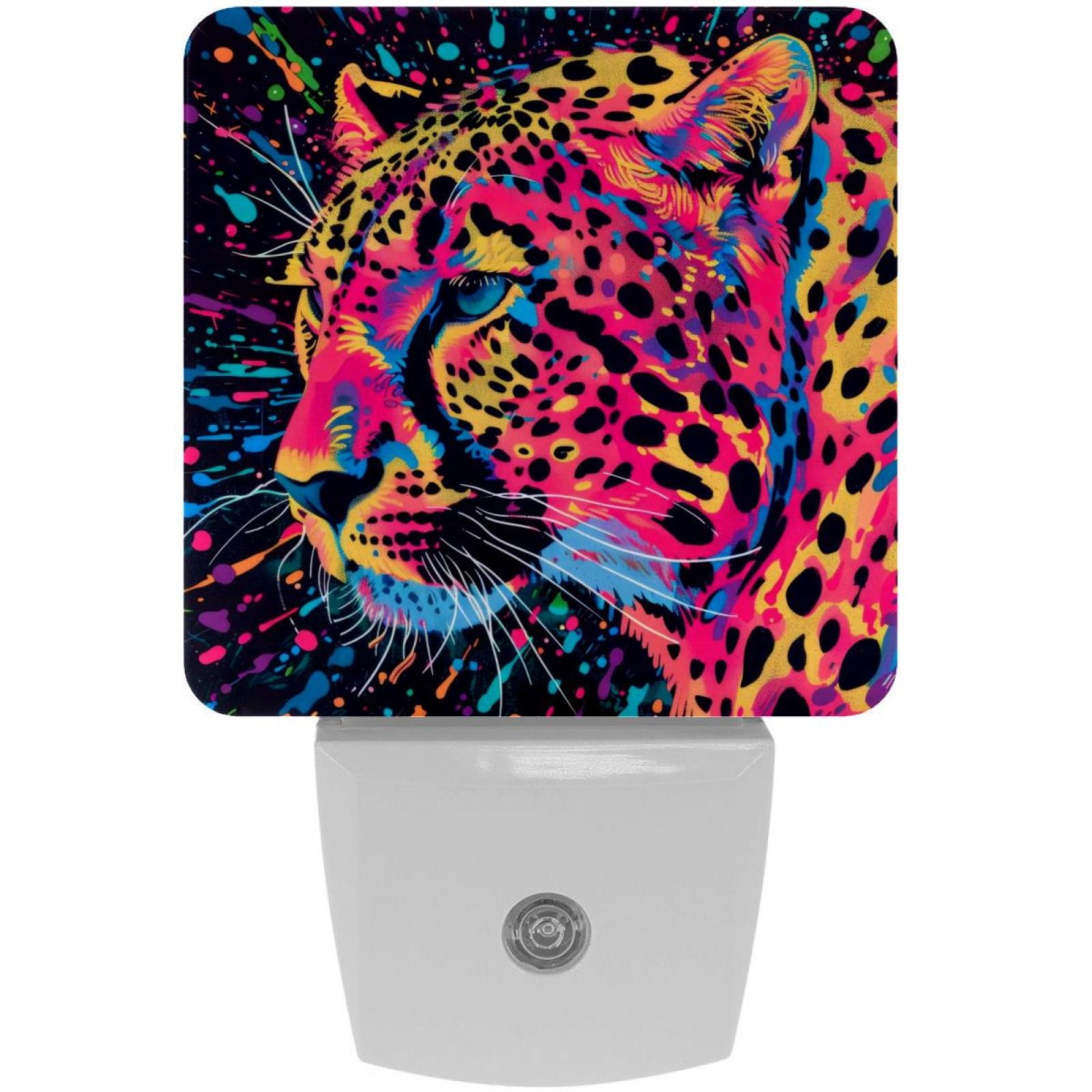 PhooArto Neon Rainbow Leopard Plug in LED Night Light Auto Sensor Dusk to Dawn Decorative Night for Bedroom, Bathroom, Kitchen, Hallway, Stairs, Baby's Room, Energy Saving