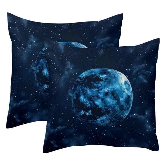PhooArto Night Sky Dark Planet Pattern Set of 2 Throw Pillow Covers Cases - 16" x 16" Square Decorative Cushion Covers for Sofa Couch Bed Home Decoration
