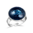 thumbnail image 1 of PhooArto Night Sky Dark Planet Pattern Stainless Steel Rings for Women, Open Adjustable Ring Promise Ring Jewelry Gifts, 1 of 5
