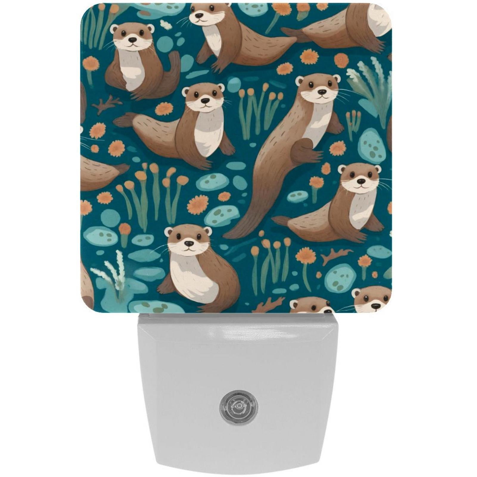 PhooArto Otter Pattern Plug in LED Night Light Auto Sensor Dusk to Dawn Decorative Night for Bedroom, Bathroom, Kitchen, Hallway, Stairs, Baby's Room, Energy Saving