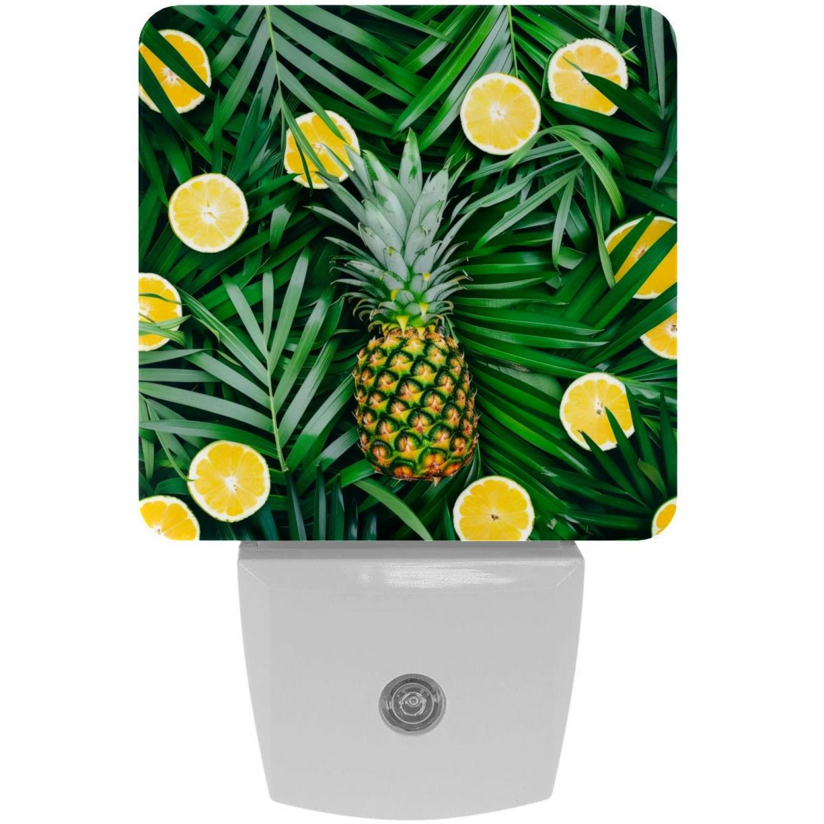 PhooArto Palm Leaves Pineapple Pattern Plug in LED Night Light Auto Sensor Dusk to Dawn Decorative Night for Bedroom, Bathroom, Kitchen, Hallway, Stairs, Baby's Room, Energy Saving