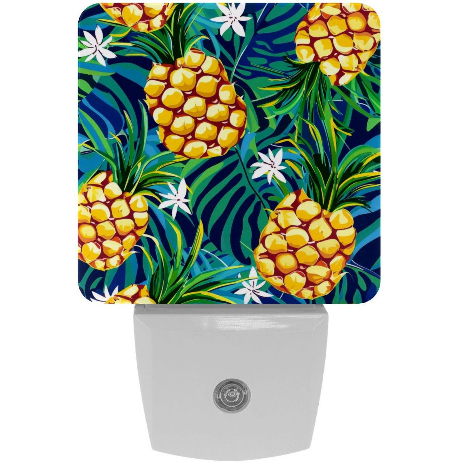PhooArto Palm Leaves Pineapples Pattern Plug in LED Night Light Auto Sensor Dusk to Dawn Decorative Night for Bedroom, Bathroom, Kitchen, Hallway, Stairs, Baby's Room, Energy Saving