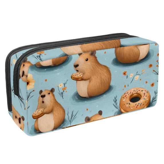 PhooArto Pencil Case, Capybaras Flower Patterns Large Capacity Pencil Pouch Stationery Pen Bag
