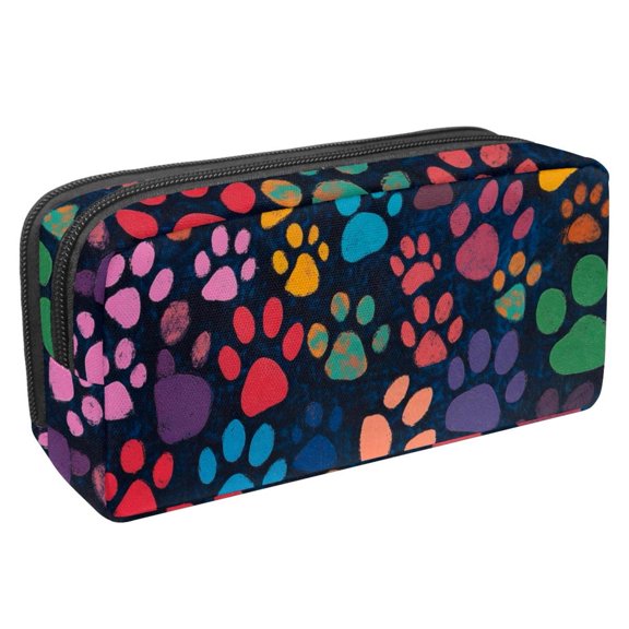 PhooArto Pencil Case, Dog Paws Colored Pattern Large Capacity Pencil Pouch Stationery Pen Bag