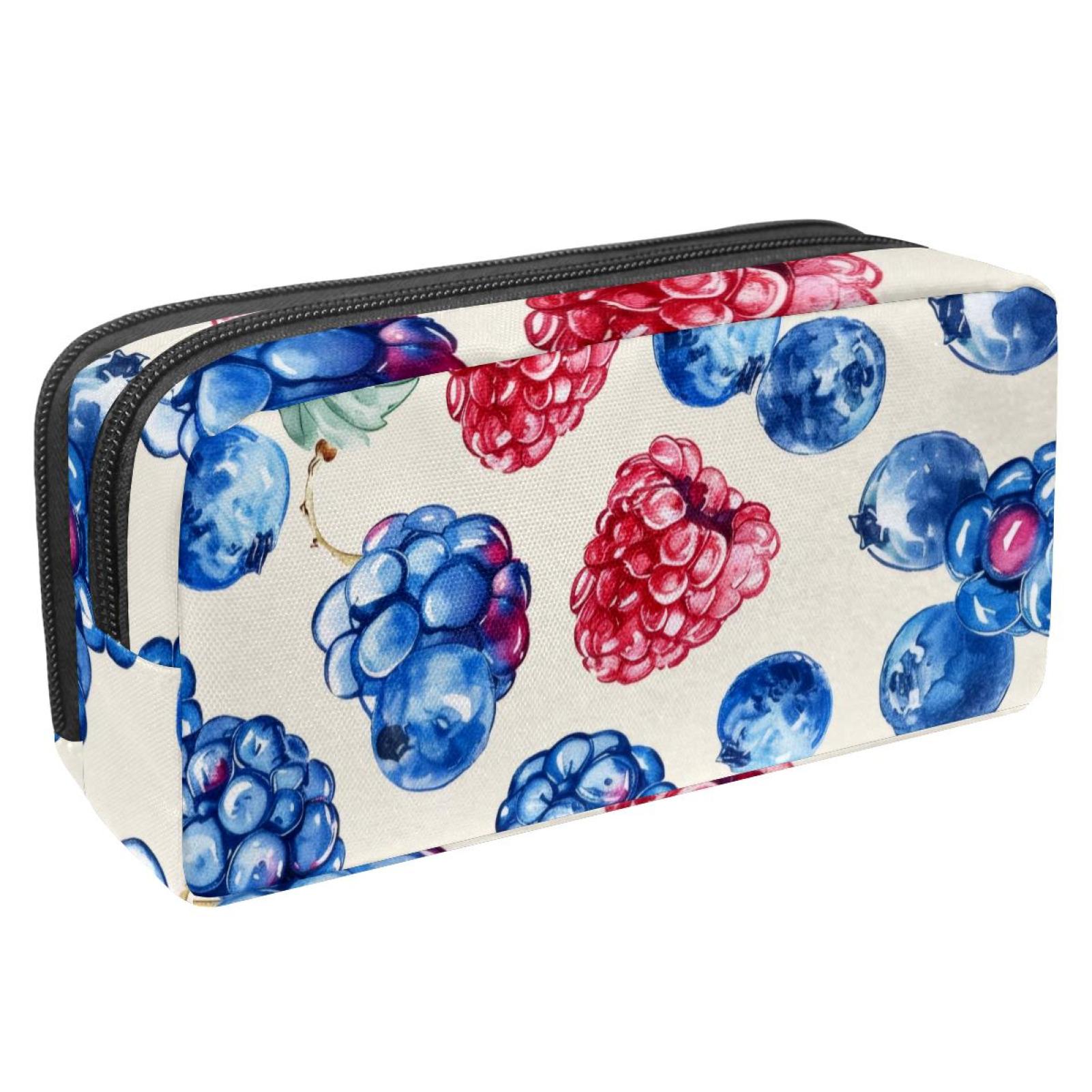PhooArto Pencil Case, Fruit Raspberry Blueberry Large Capacity Pencil ...