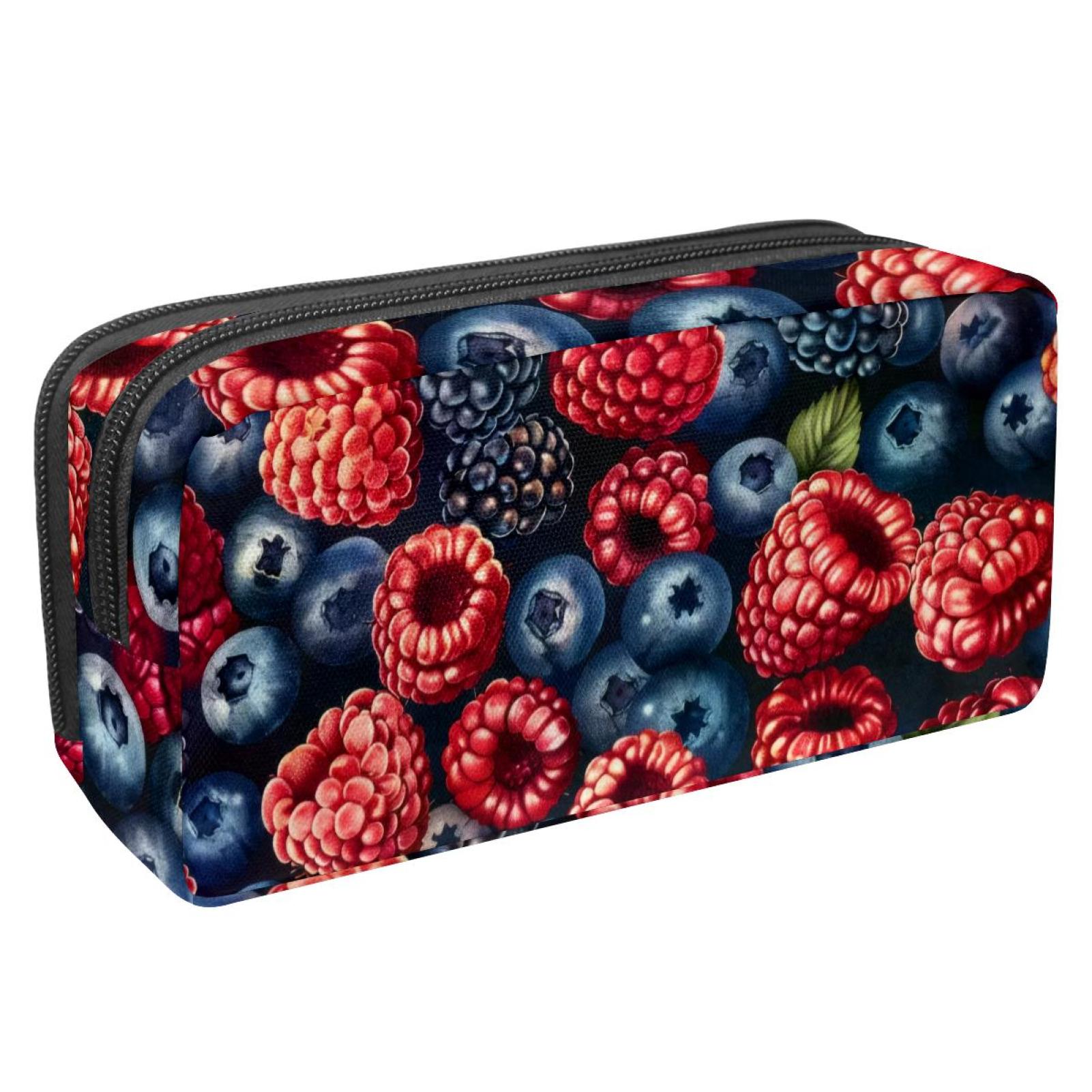 PhooArto Pencil Case, Fruits Blueberry Raspberry Pattern Large Capacity ...