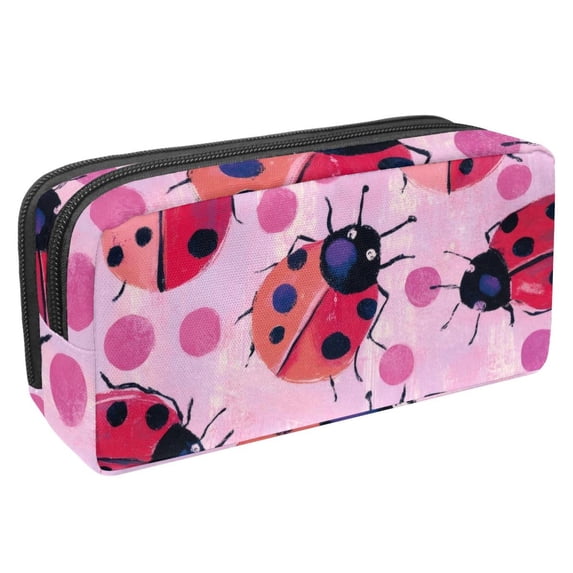 PhooArto Pencil Case, Ladybugs and Dots Patterns Large Capacity Pencil Pouch Stationery Pen Bag