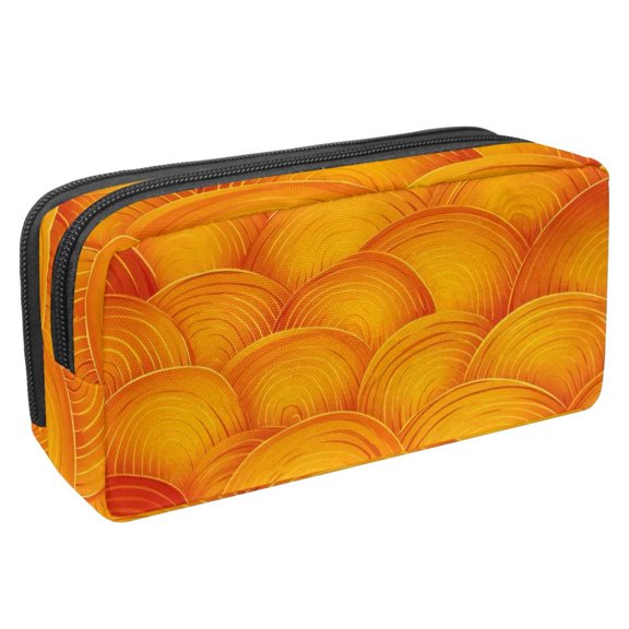 PhooArto Pencil Case, Orange Wave Pattern Large Capacity Pencil Pouch Stationery Pen Bag