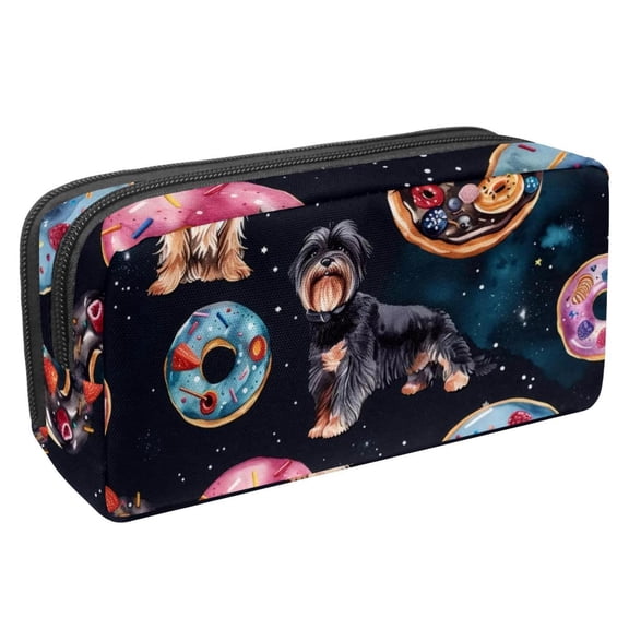 PhooArto Pencil Case, Space Galaxy Donuts Dogs Large Capacity Pencil Pouch Stationery Pen Bag