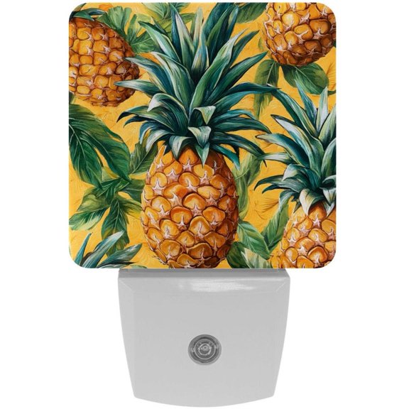 PhooArto Pineapple Palm Leaves Pattern Plug in LED Night Light Auto Sensor Dusk to Dawn Decorative Night for Bedroom, Bathroom, Kitchen, Hallway, Stairs, Baby's Room, Energy Saving