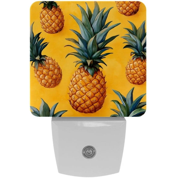 PhooArto Pineapple Patterns Plug in LED Night Light Auto Sensor Dusk to Dawn Decorative Night for Bedroom, Bathroom, Kitchen, Hallway, Stairs, Baby's Room, Energy Saving