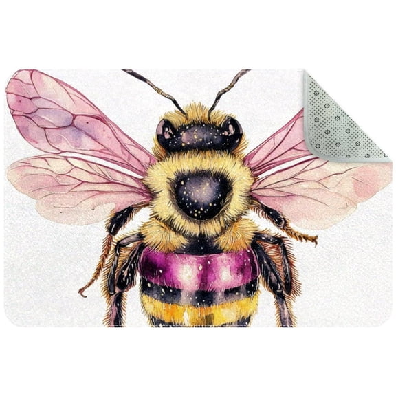 PhooArto Pink Bee Indoor Door Mat, Non-Slip Absorbent Doormat Inside Floor Mats Area Rug for Entryway, Machine Washable Entrance Rug Outdoor 35x24in