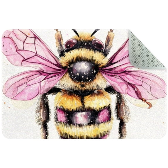 PhooArto Pink Bee Print Decorative Doormat, 31x20in Non-Skid Rectangular Floor Mat Switch Mat Area Rug for Indoor Outdoor Home Garden