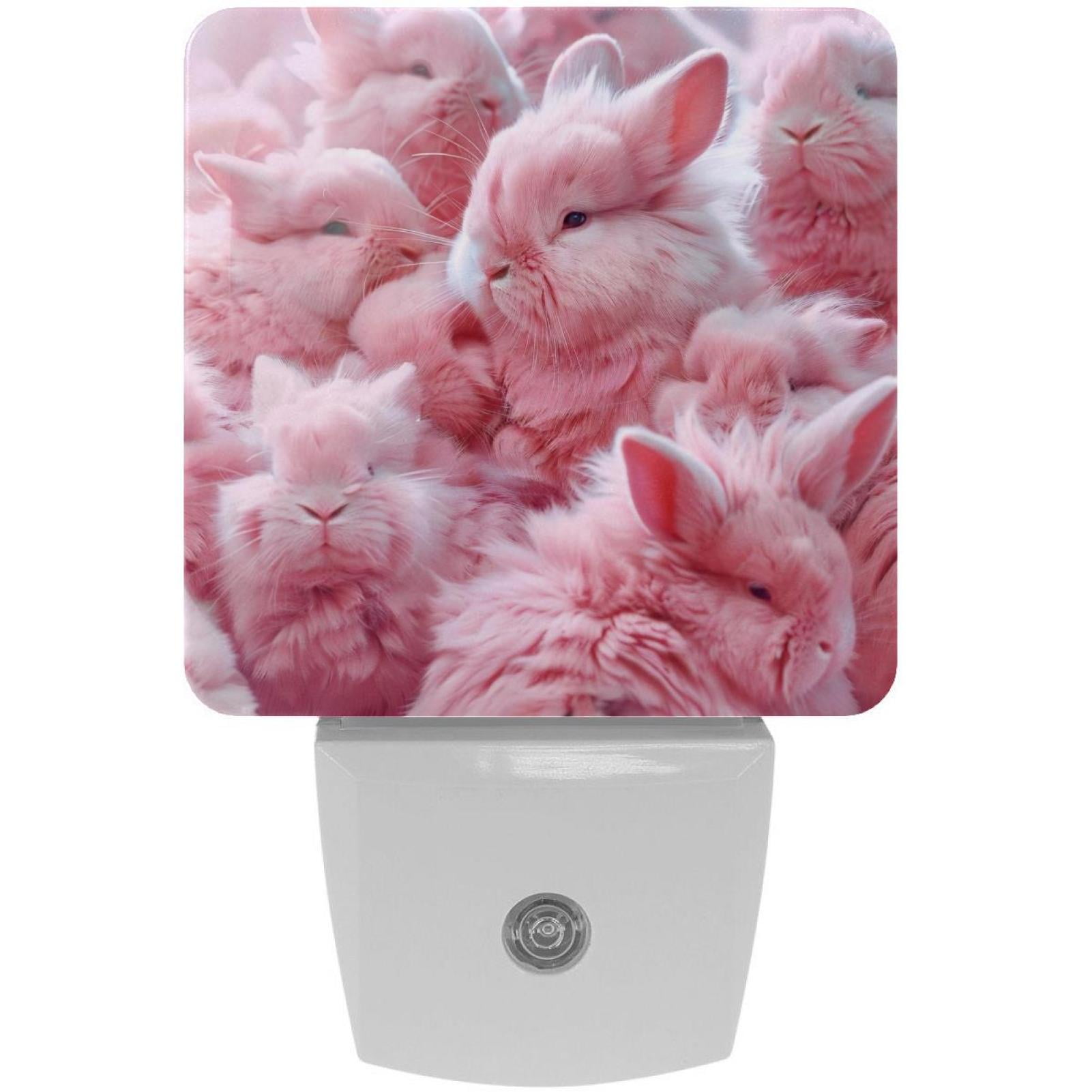 PhooArto Pink Bunny Rabbit Plug in LED Night Light Auto Sensor Dusk to Dawn Decorative Night for Bedroom, Bathroom, Kitchen, Hallway, Stairs, Baby's Room, Energy Saving