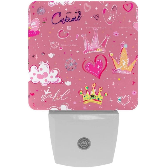 PhooArto Pink Flowers Princess Pattern Plug in LED Night Light Auto Sensor Dusk to Dawn Decorative Night for Bedroom, Bathroom, Kitchen, Hallway, Stairs, Baby's Room, Energy Saving
