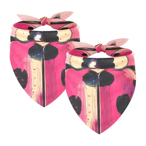 PhooArto Pink Ladybug Print Dog Bandanas, 2 Pack Soft Washable Pet Scarf Triangle for Large Dogs Puppies and Cats