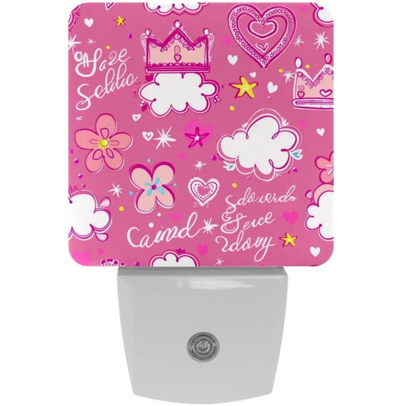 PhooArto Pink Princess Flowers Cloud Pattern Plug in LED Night Light Auto Sensor Dusk to Dawn Decorative Night for Bedroom, Bathroom, Kitchen, Hallway, Stairs, Baby's Room, Energy Saving