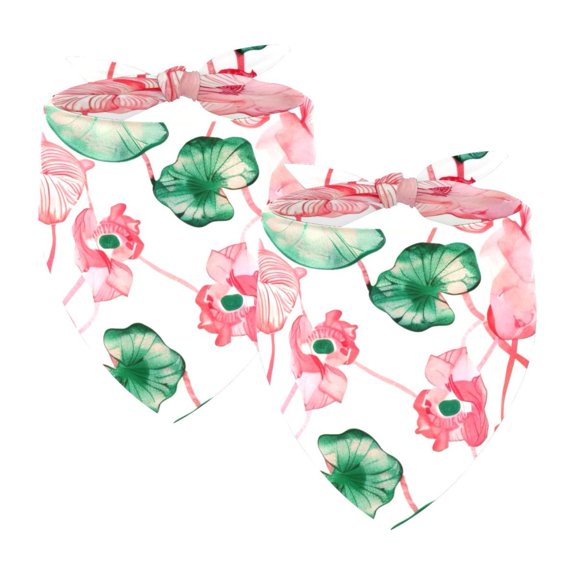 PhooArto Pink Water Lotus Root Patterns Dog Bandanas, 2 Pack Soft Washable Pet Scarf Triangle for Large Dogs Puppies and Cats