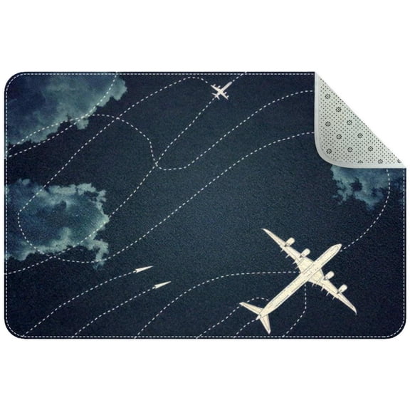 PhooArto Plane with Dashed Path Lines Airplane Sky Indoor Door Mat, Non-Slip Absorbent Doormat Inside Floor Mats Area Rug for Entryway, Machine Washable Entrance Rug Outdoor 35x24in