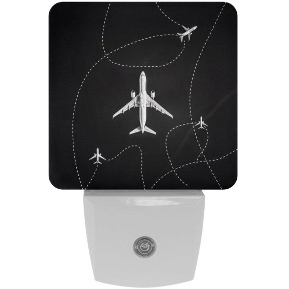 PhooArto Plane Dashed Path Lines Airplane Sky Plug in LED Night Light Auto Sensor Dusk to Dawn Decorative Night for Bedroom, Bathroom, Kitchen, Hallway, Stairs, Baby's Room, Energy Saving