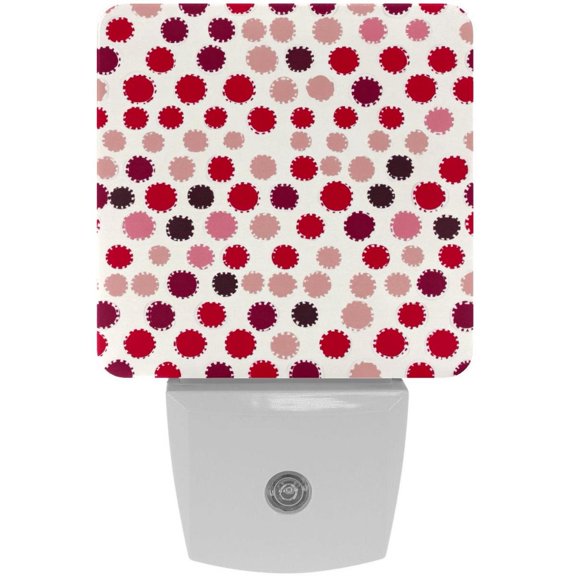 PhooArto Polka Dot Pattern Plug in LED Night Light Auto Sensor Dusk to Dawn Decorative Night for Bedroom, Bathroom, Kitchen, Hallway, Stairs, Baby's Room, Energy Saving