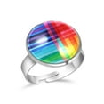 thumbnail image 1 of PhooArto Rainbow Color Pattern Stainless Steel Rings for Women, Open Adjustable Ring Promise Ring Jewelry Gifts, 1 of 5