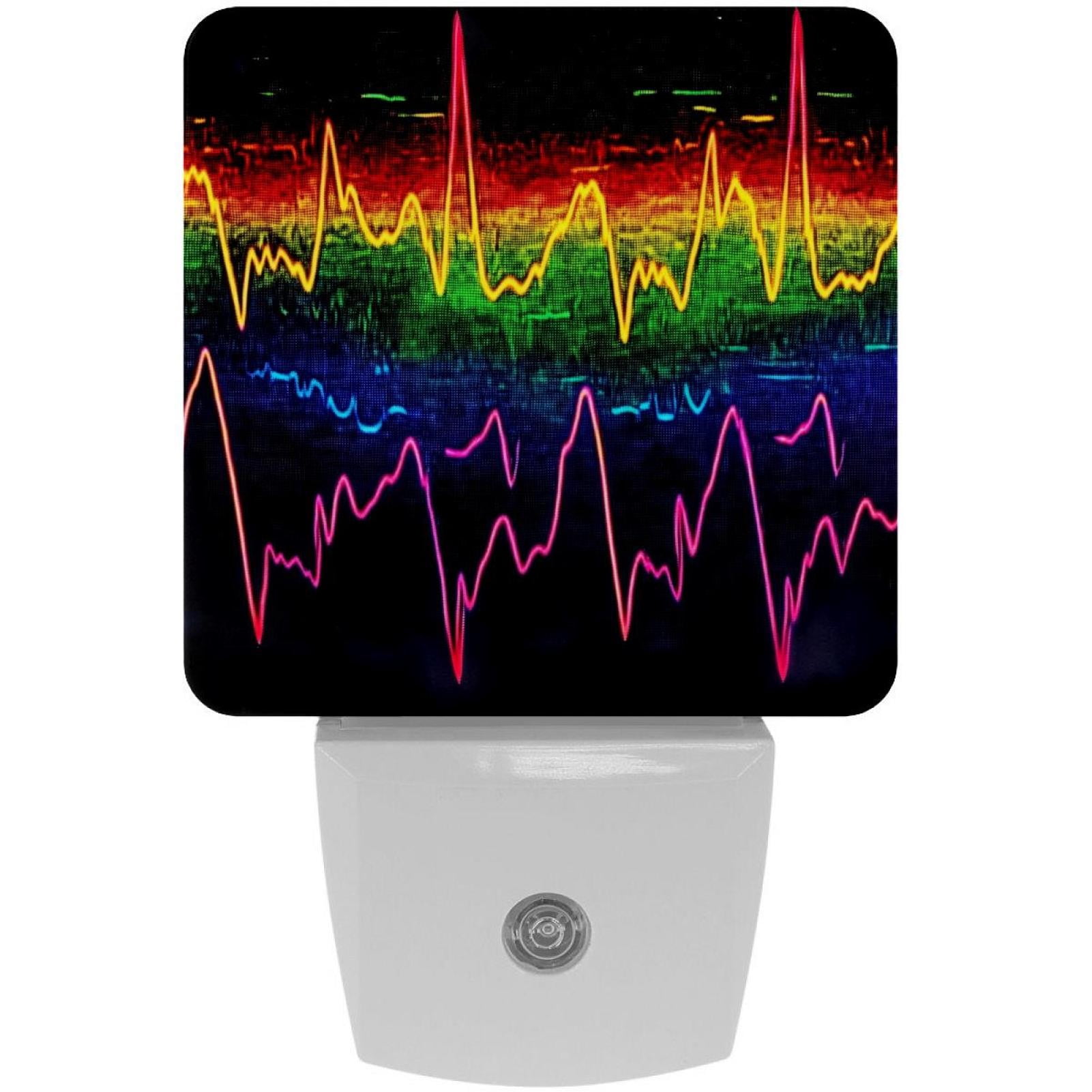 PhooArto Rainbow Electrocardiograms Plug in LED Night Light Auto Sensor Dusk to Dawn Decorative Night for Bedroom, Bathroom, Kitchen, Hallway, Stairs, Baby's Room, Energy Saving