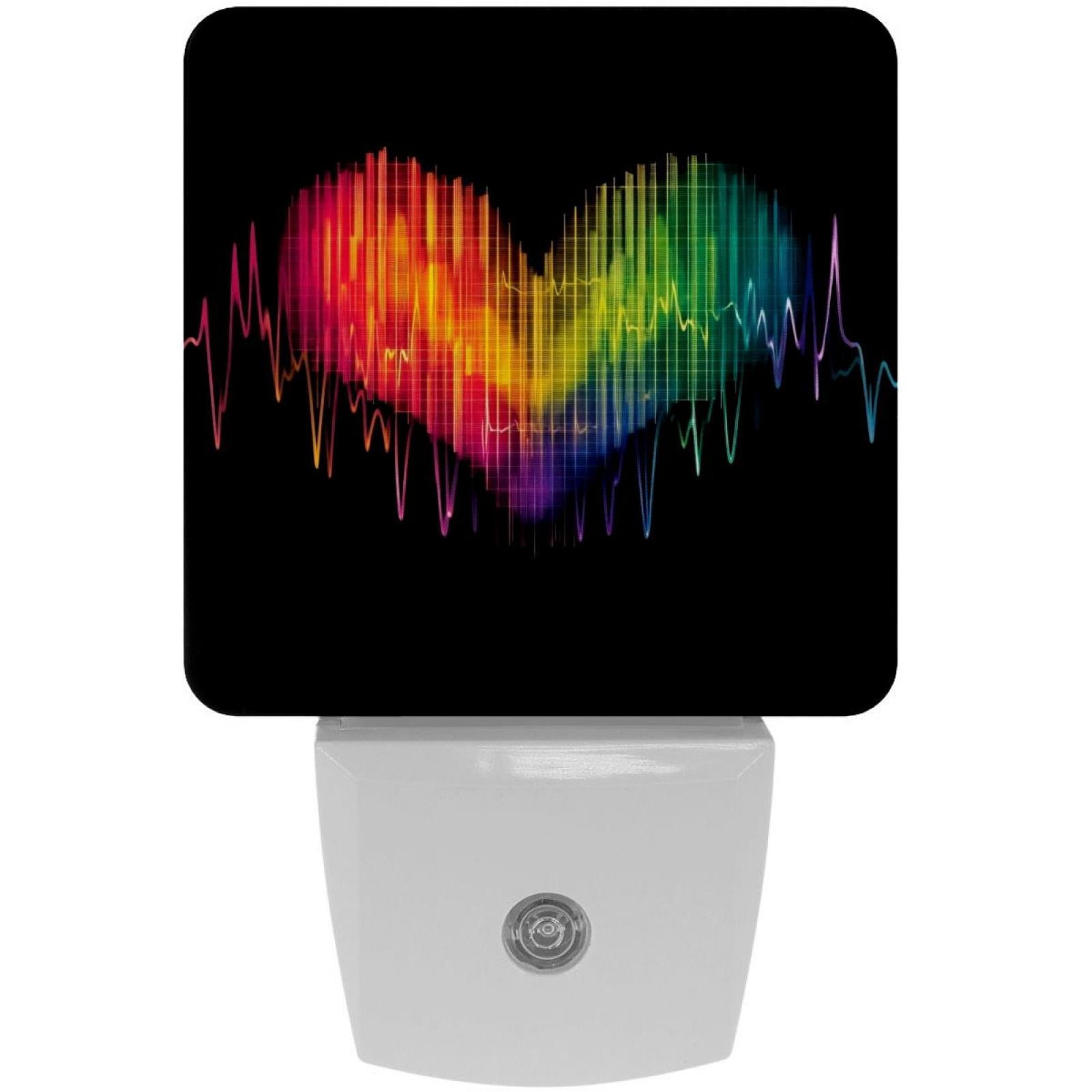 PhooArto Rainbow Lover Heart Plug in LED Night Light Auto Sensor Dusk to Dawn Decorative Night for Bedroom, Bathroom, Kitchen, Hallway, Stairs, Baby's Room, Energy Saving