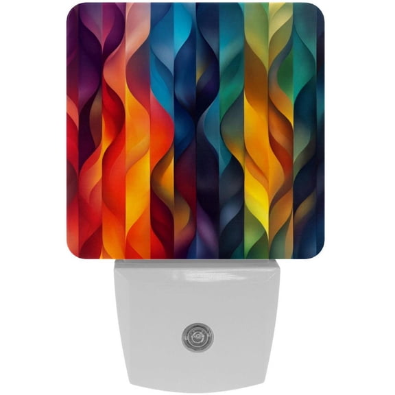 PhooArto Rainbow Pattern Plug in LED Night Light Auto Sensor Dusk to Dawn Decorative Night for Bedroom, Bathroom, Kitchen, Hallway, Stairs, Baby's Room, Energy Saving