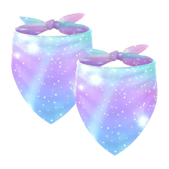PhooArto Rainbow Stars Magic Pattern Dog Bandanas, 2 Pack Soft Washable Pet Scarf Triangle for Large Dogs Puppies and Cats