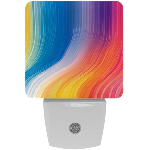 PhooArto Rainbow Wave Pattern Plug in LED Night Light Auto Sensor Dusk to Dawn Decorative Night for Bedroom, Bathroom, Kitchen, Hallway, Stairs, Baby's Room, Energy Saving