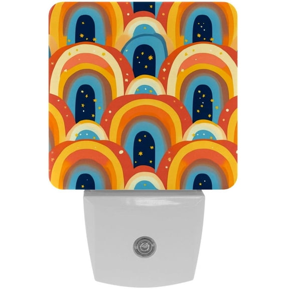 PhooArto Rainbows Patterns Plug in LED Night Light Auto Sensor Dusk to Dawn Decorative Night for Bedroom, Bathroom, Kitchen, Hallway, Stairs, Baby's Room, Energy Saving