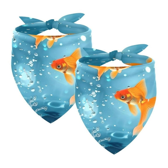PhooArto Raining Cute Goldfish Lotus Dog Bandanas, 2 Pack Soft Washable Pet Scarf Triangle for Large Dogs Puppies and Cats