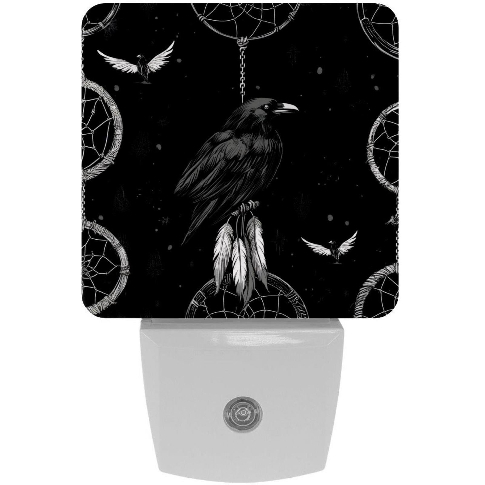 PhooArto Raven Dream Catcher Plug in LED Night Light Auto Sensor Dusk to Dawn Decorative Night for Bedroom, Bathroom, Kitchen, Hallway, Stairs, Baby's Room, Energy Saving
