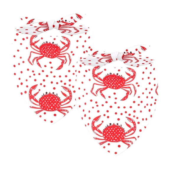 PhooArto Red Dot Red Crabs Pattern Dog Bandanas, 2 Pack Soft Washable Pet Scarf Triangle for Large Dogs Puppies and Cats