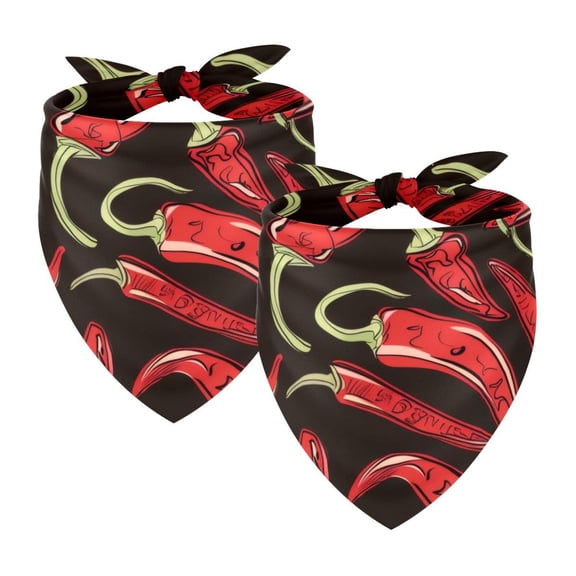 PhooArto Red Hot Chili Pepper Patterns Dog Bandanas, 2 Pack Soft Washable Pet Scarf Triangle for Large Dogs Puppies and Cats
