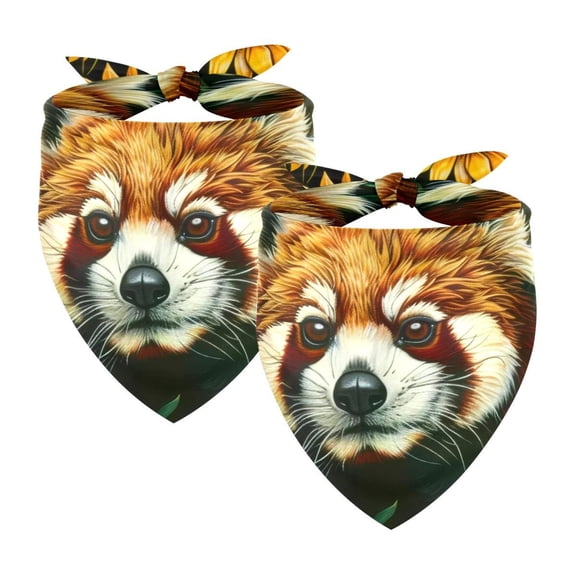 PhooArto Red Panda Among Sunflowers Dog Bandanas, 2 Pack Soft Washable Pet Scarf Triangle for Large Dogs Puppies and Cats