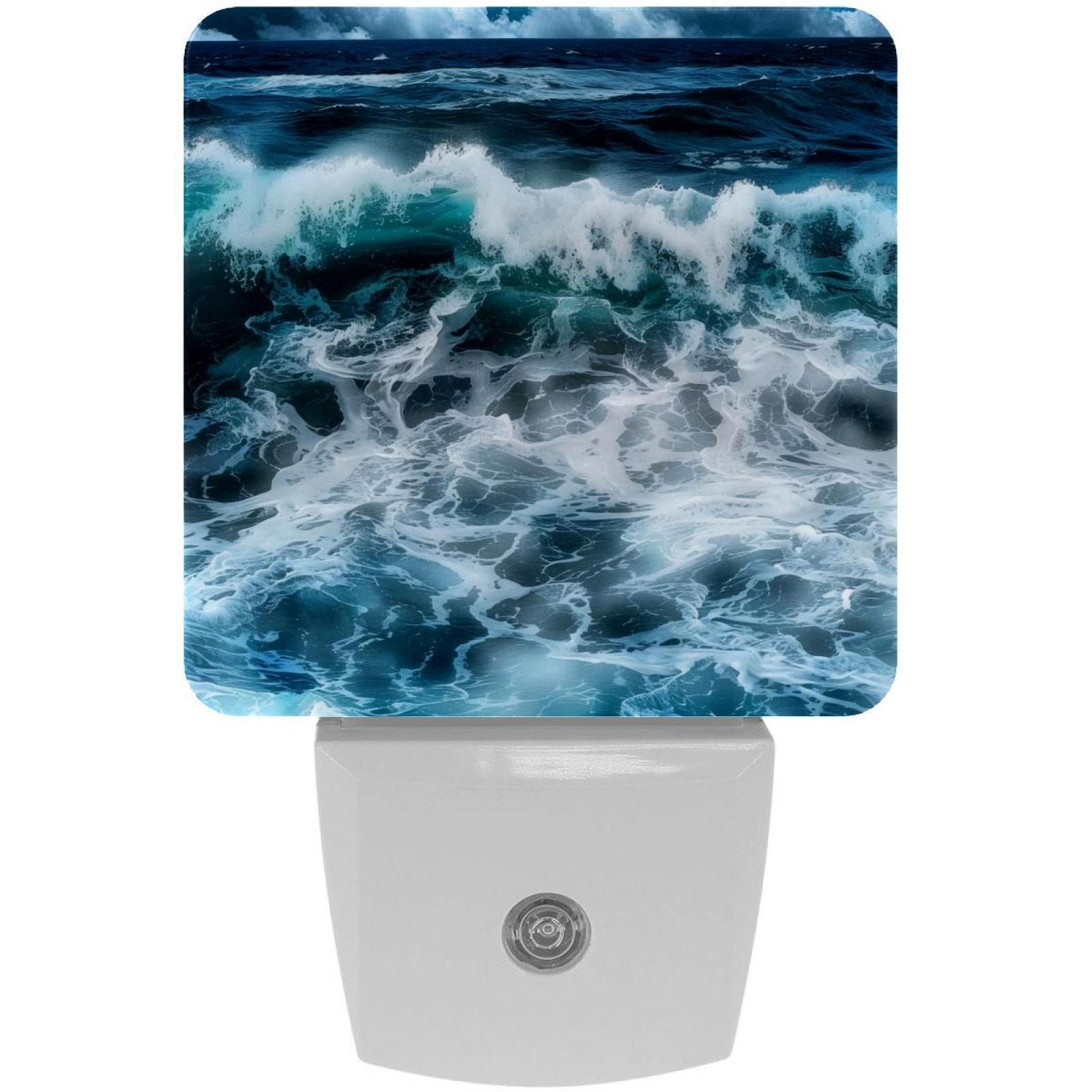 PhooArto Sea Ocean Waves Plug in LED Night Light Auto Sensor Dusk to Dawn Decorative Night for Bedroom, Bathroom, Kitchen, Hallway, Stairs, Baby's Room, Energy Saving