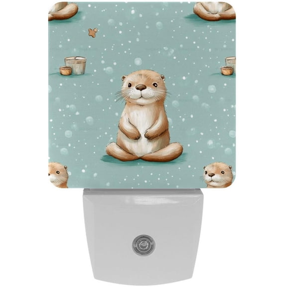 PhooArto Sea Otter Patterns Plug in LED Night Light Auto Sensor Dusk to Dawn Decorative Night for Bedroom, Bathroom, Kitchen, Hallway, Stairs, Baby's Room, Energy Saving