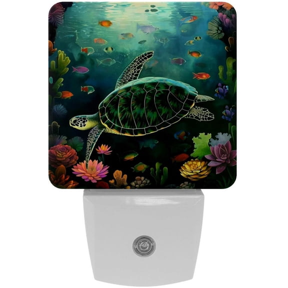PhooArto Sea Turtle Fish Plug in LED Night Light Auto Sensor Dusk to Dawn Decorative Night for Bedroom, Bathroom, Kitchen, Hallway, Stairs, Baby's Room, Energy Saving