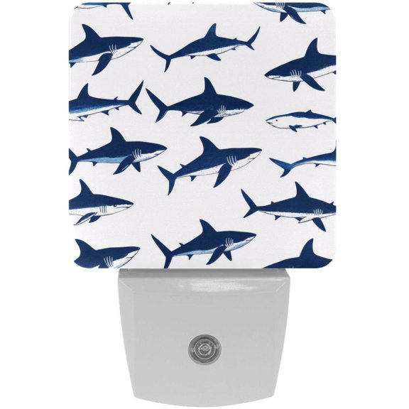 PhooArto Sharks Silhouette Pattern Plug in LED Night Light Auto Sensor Dusk to Dawn Decorative Night for Bedroom, Bathroom, Kitchen, Hallway, Stairs, Baby's Room, Energy Saving