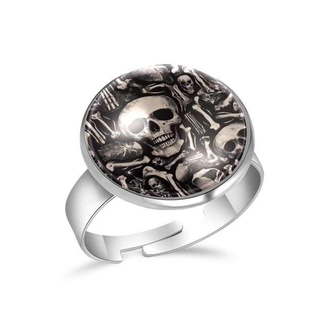Skrloton Rings PhooArto Skeleton and Bones Stainless Steel Rings for Women, Open ...