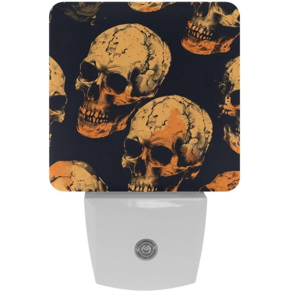 PhooArto Skull Head Pattern Plug in LED Night Light Auto Sensor Dusk to Dawn Decorative Night for Bedroom, Bathroom, Kitchen, Hallway, Stairs, Baby's Room, Energy Saving