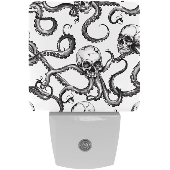 PhooArto Skull Octopus Feet Plug in LED Night Light Auto Sensor Dusk to Dawn Decorative Night for Bedroom, Bathroom, Kitchen, Hallway, Stairs, Baby's Room, Energy Saving
