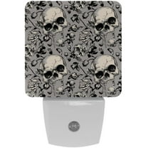 PhooArto Skull Rose Flower Pattern Plug in LED Night Light Auto Sensor Dusk to Dawn Decorative Night for Bedroom, Bathroom, Kitchen, Hallway, Stairs, Baby's Room, Energy Saving